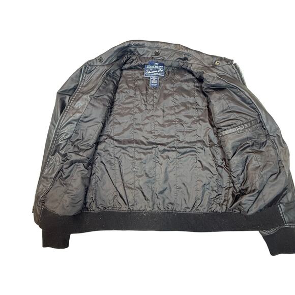 Mens American Rag Faux Leather Bomber Jacket  Adult Size Large Flight Jacket - Picture 5 of 9